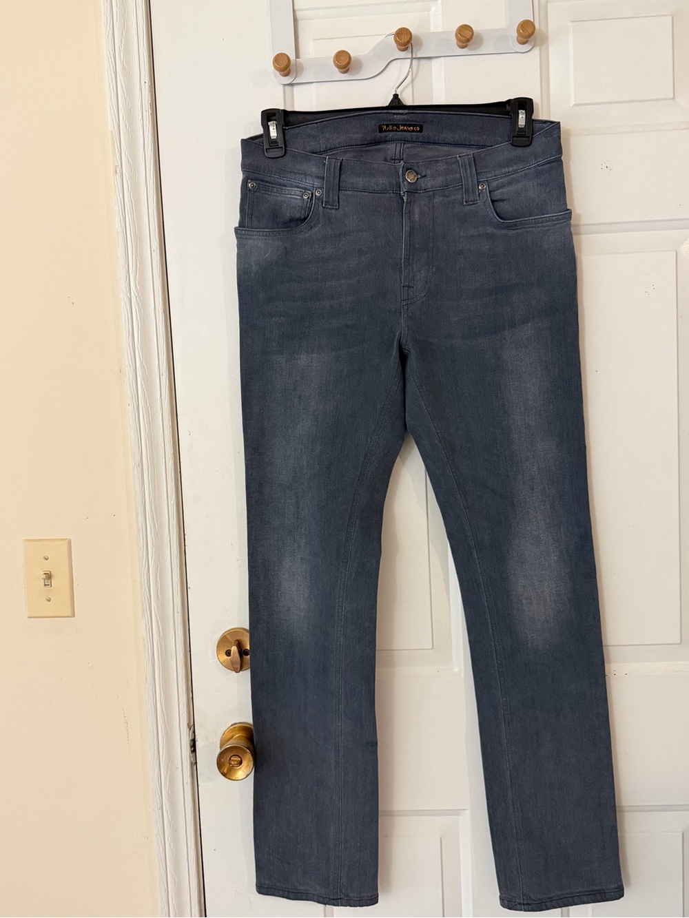 Nudie Jeans Thin Finn Mens 33x32 Organic Cotton Slim Straight Gray Made in Italy